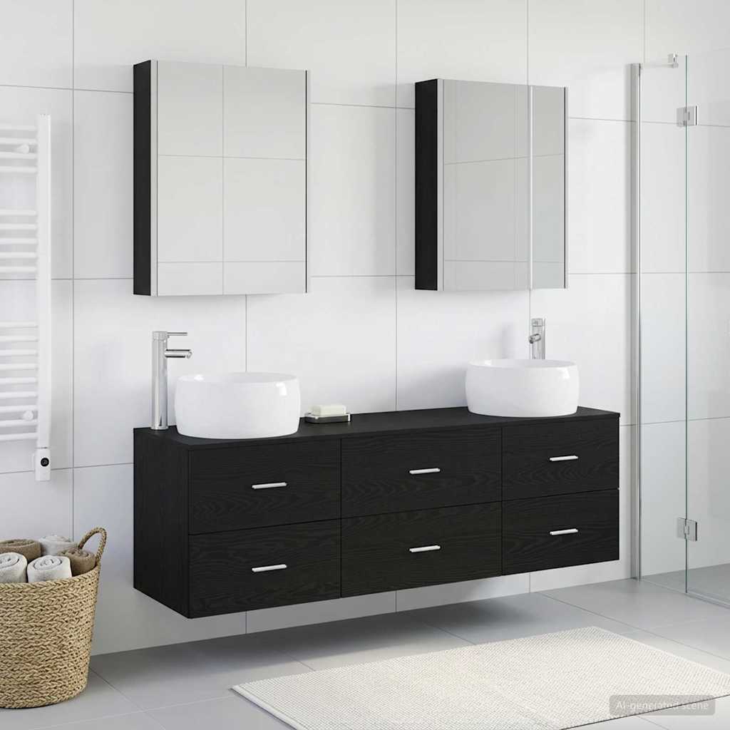 Bathroom Furniture Set 5 Pcs Engineered Wood And Glass