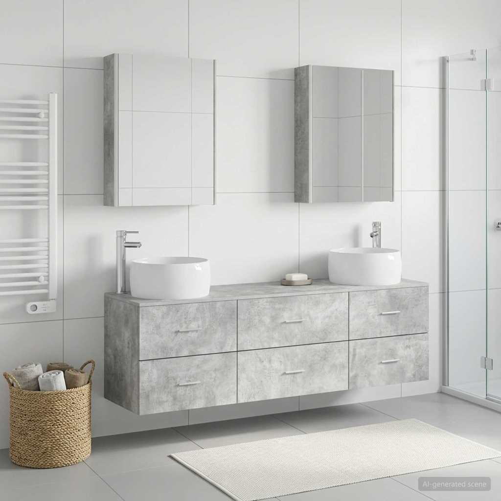 Bathroom Furniture Set 5 Pcs Engineered Wood And Glass
