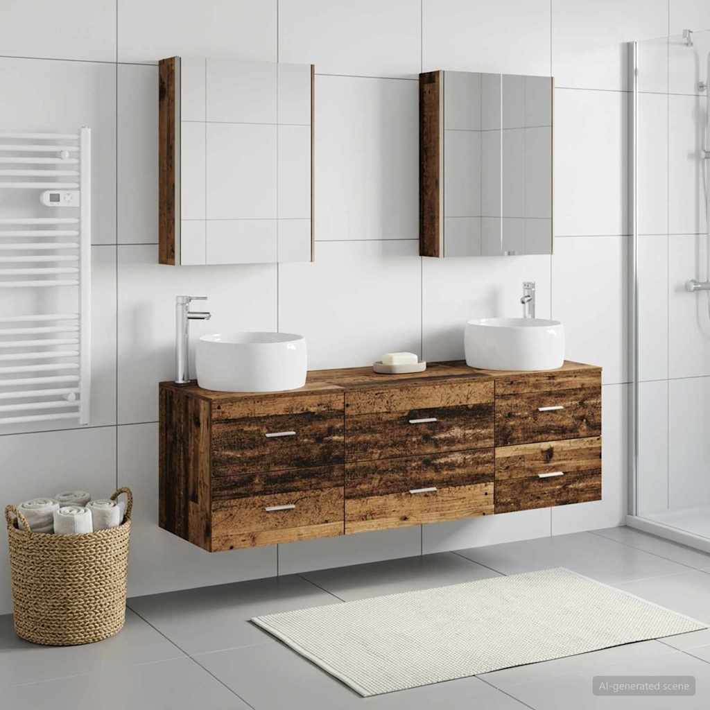 Bathroom Furniture Set 5 Pcs Engineered Wood And Glass