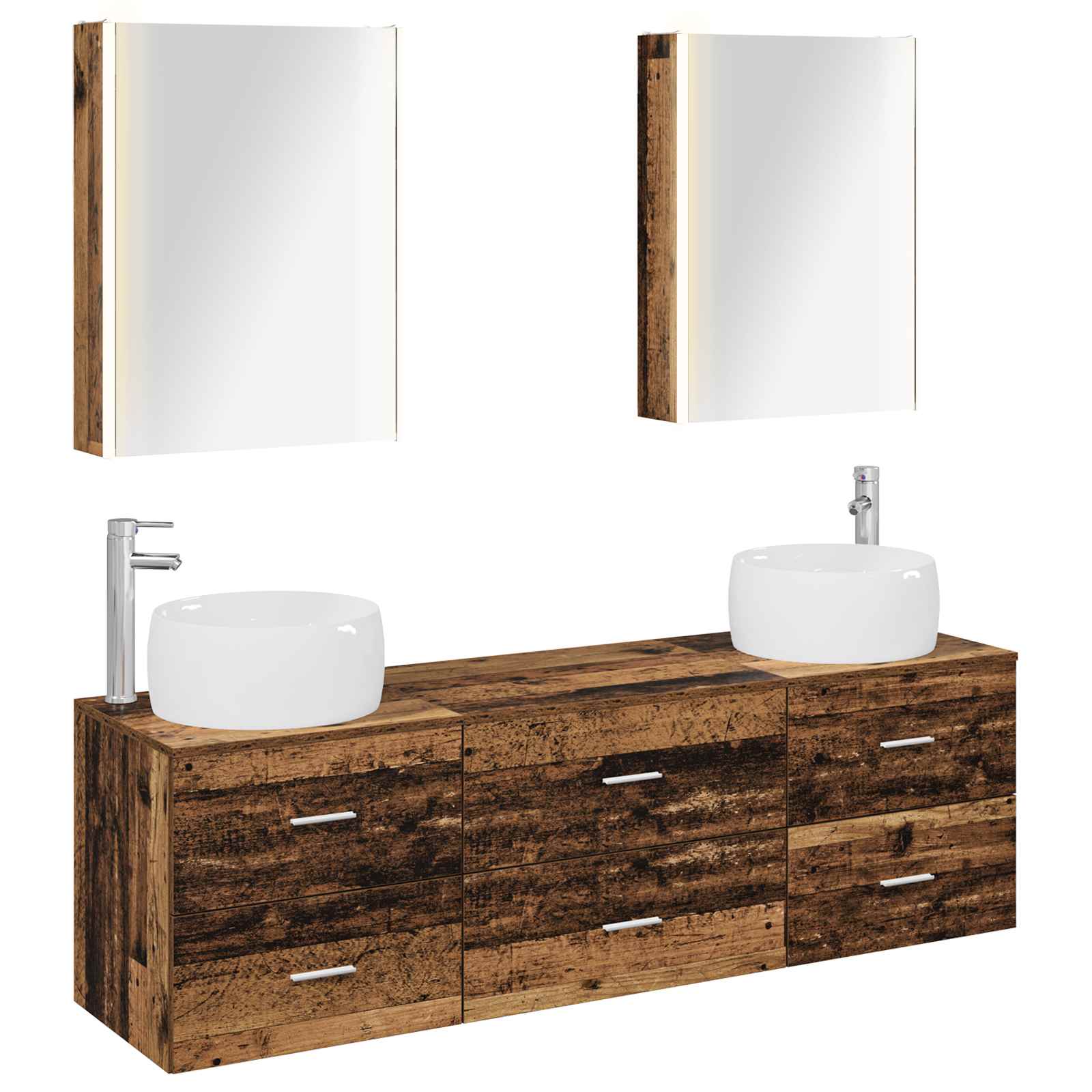 Bathroom Furniture Set 5 Pcs Engineered Wood And Glass