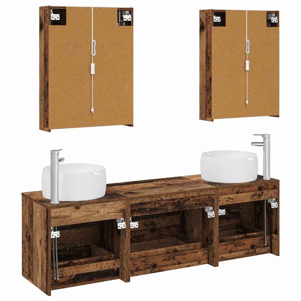 Bathroom Furniture Set 5 Pcs Engineered Wood And Glass