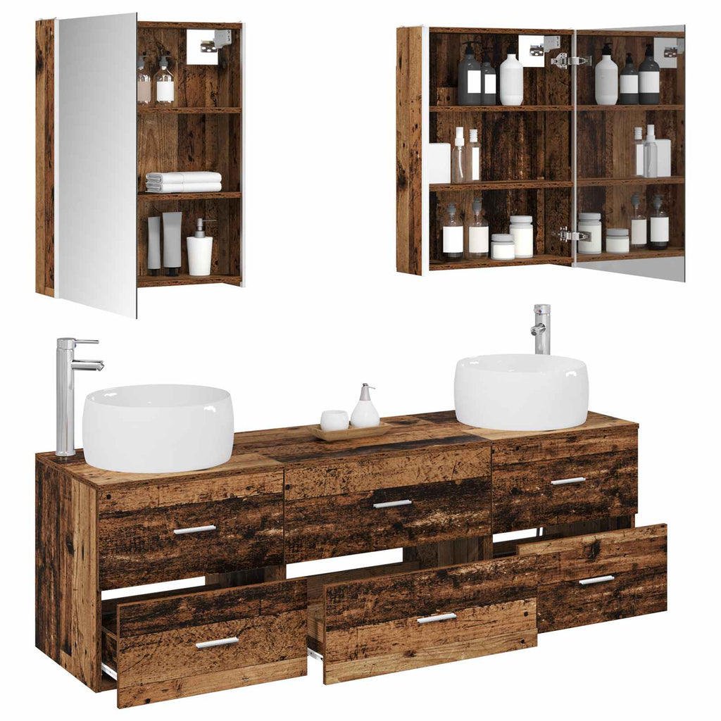 Bathroom Furniture Set 5 Pcs Engineered Wood And Glass