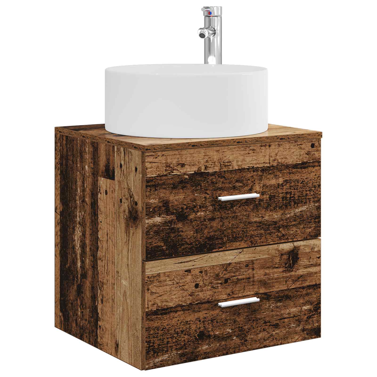 Bathroom Furniture Set 4 Pcs Engineered Wood And Glass