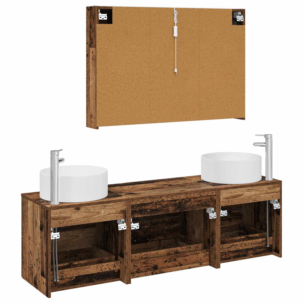 Bathroom Furniture Set 4 Pcs Engineered Wood And Glass