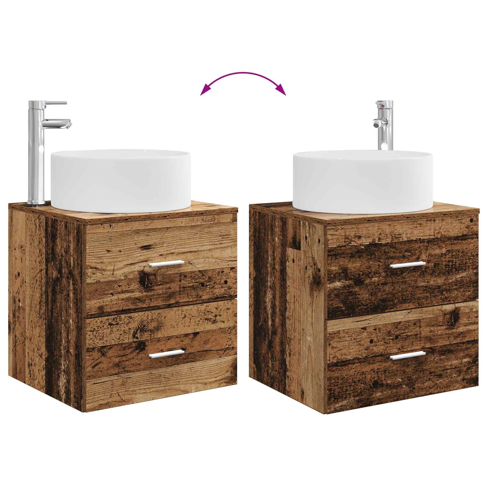 Bathroom Furniture Set 4 Pcs Engineered Wood And Glass