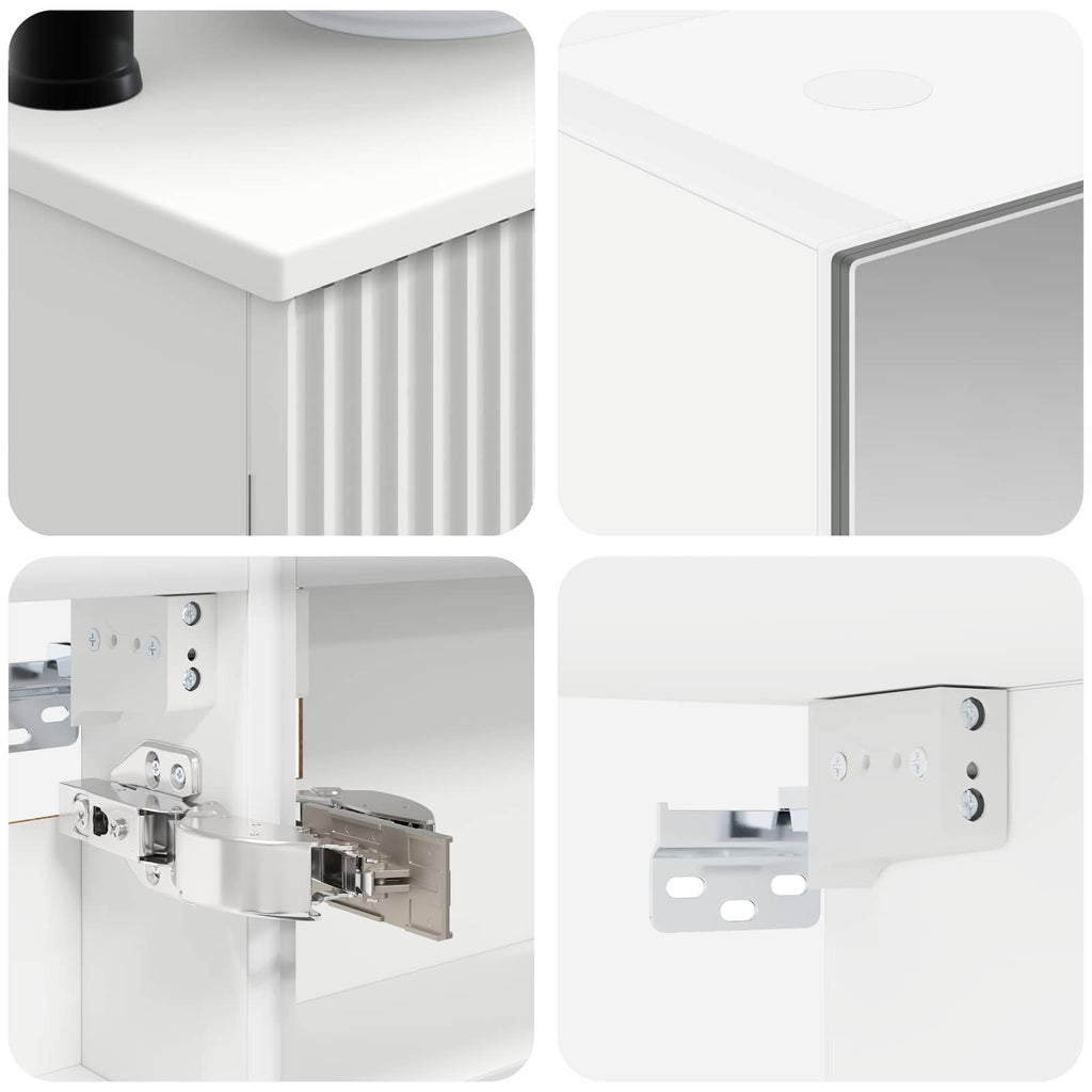 Bathroom Furniture Set 6 Pcs Engineered Wood And Glass
