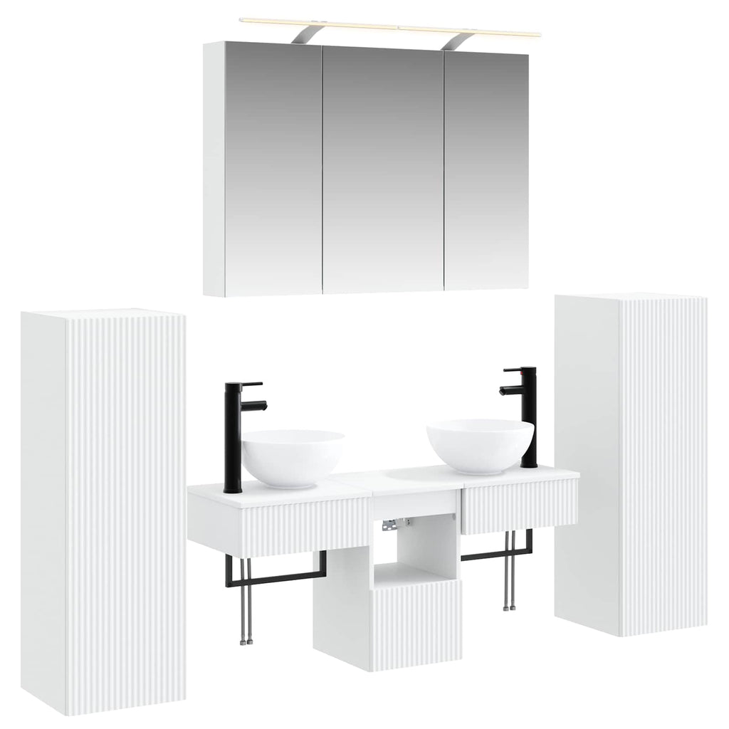 Bathroom Furniture Set 6 Pcs Engineered Wood And Glass