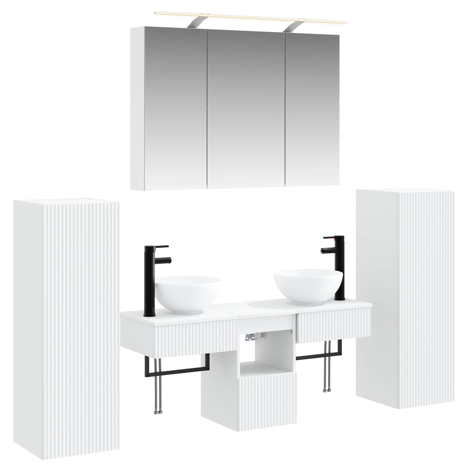 Bathroom Furniture Set 6 Pcs Engineered Wood And Glass