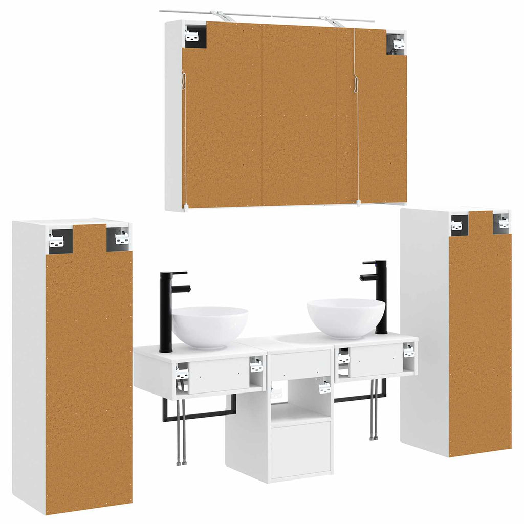 Bathroom Furniture Set 6 Pcs Engineered Wood And Glass