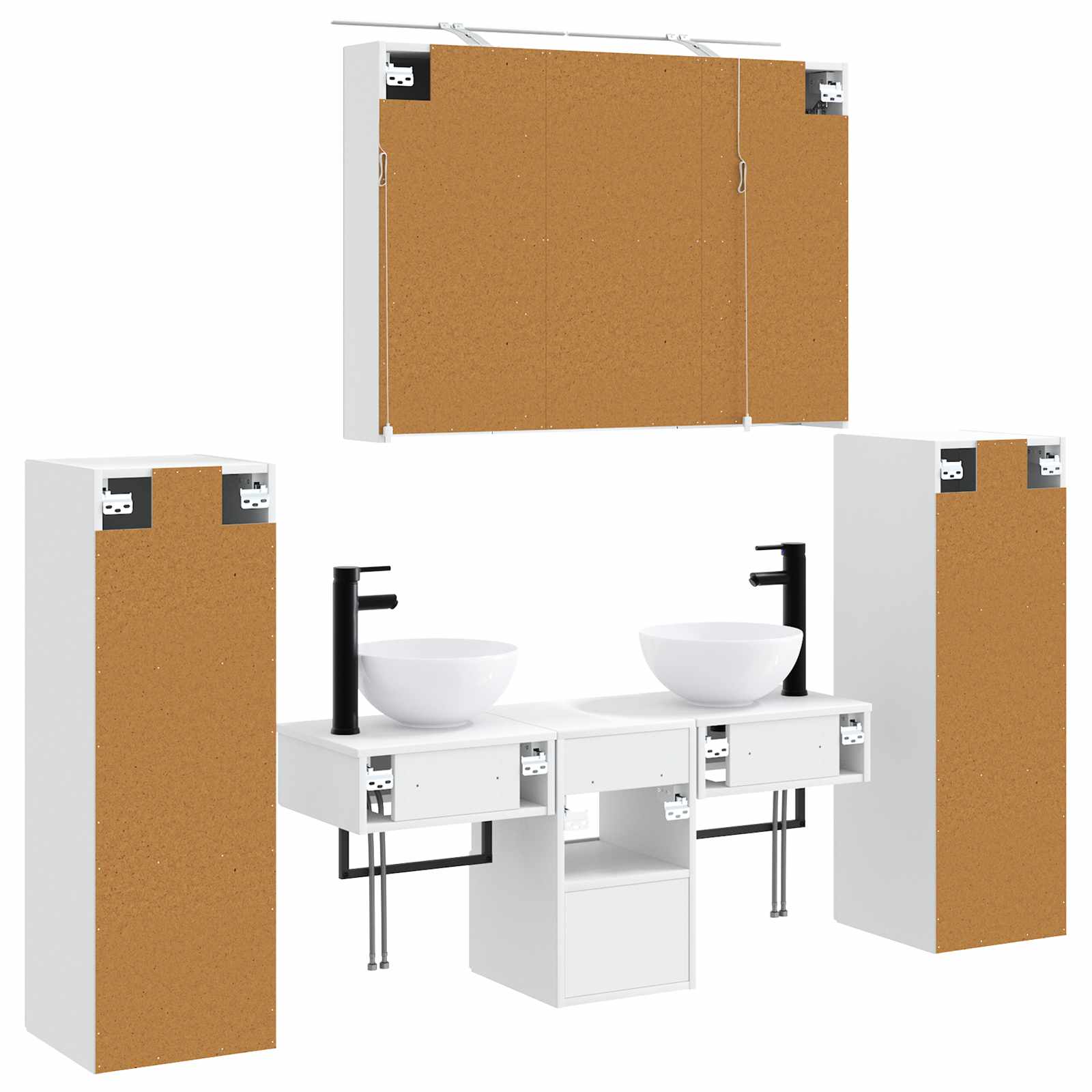 Bathroom Furniture Set 6 Pcs Engineered Wood And Glass