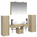 Bathroom Furniture Set 6 Pcs Engineered Wood And Glass