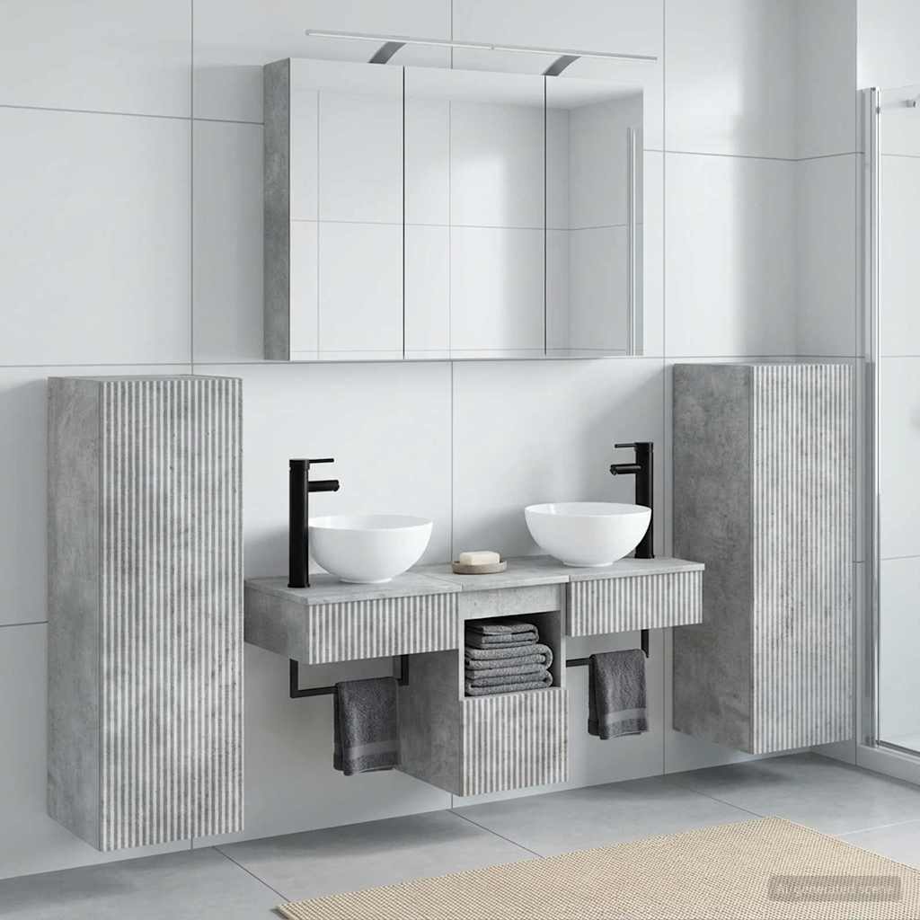 Bathroom Furniture Set 6 Pcs Engineered Wood And Glass