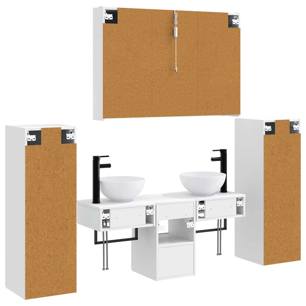 Furniture Set Bathroom 6 Pcs Concrete Grey Sonoma Oak Smoked Oak Artisan Oak LED