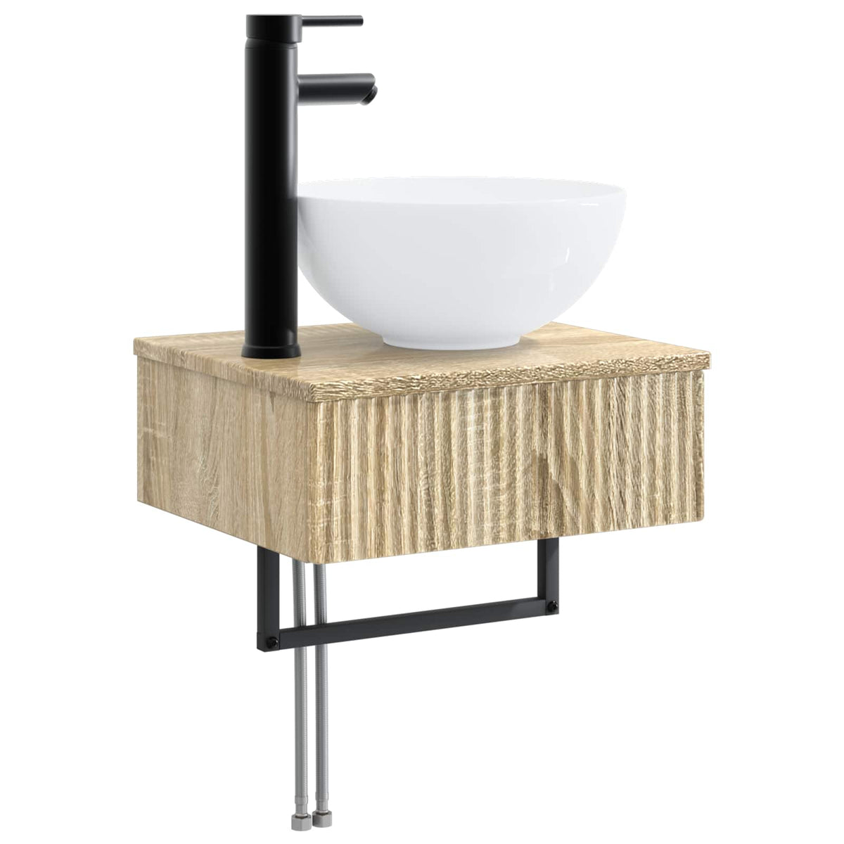 Furniture Set Bathroom 6 Pcs Concrete Grey Sonoma Oak Smoked Oak Artisan Oak LED