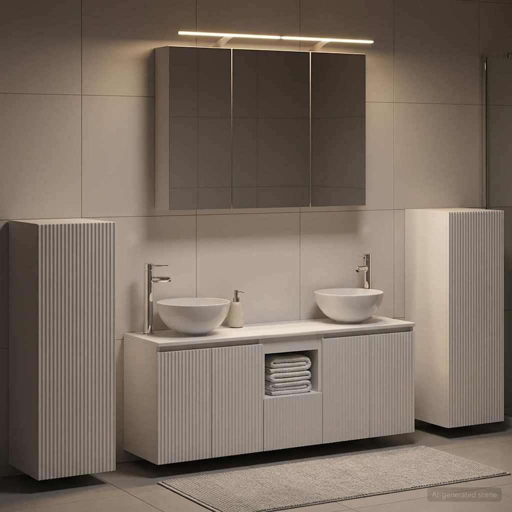 Furniture Set Bathroom 6 Pcs Artisan Oak Smoked Oak Sonoma Oak Concrete Grey LED