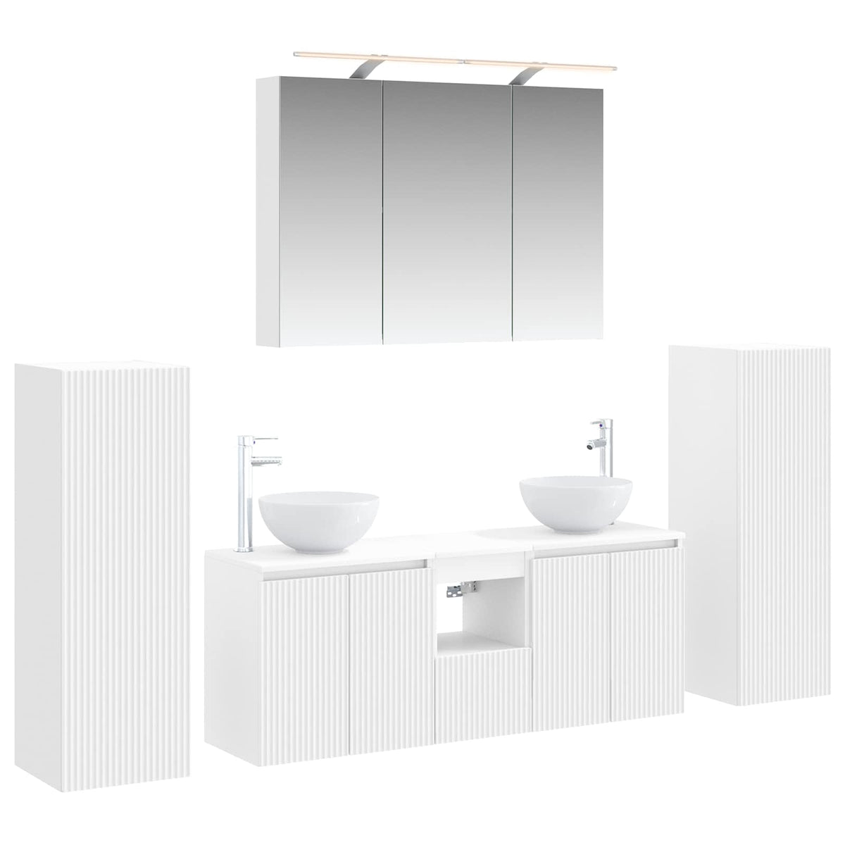 Furniture Set Bathroom 6 Pcs Artisan Oak Smoked Oak Sonoma Oak Concrete Grey LED