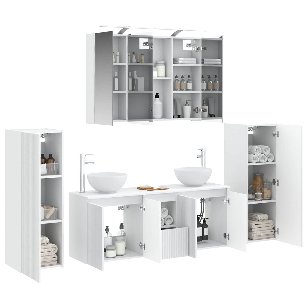 Furniture Set Bathroom 6 Pcs Artisan Oak Smoked Oak Sonoma Oak Concrete Grey LED
