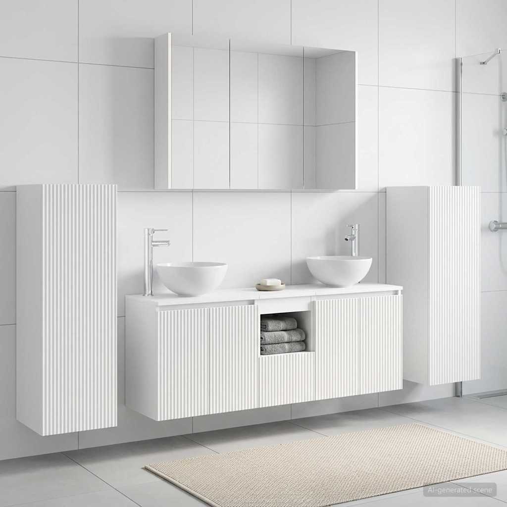 Bathroom Furniture Set 6 Pcs Engineered Wood And Glass