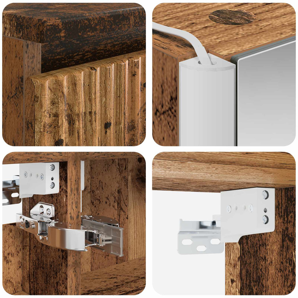 Bathroom Furniture Set 6 Pcs Engineered Wood And Glass