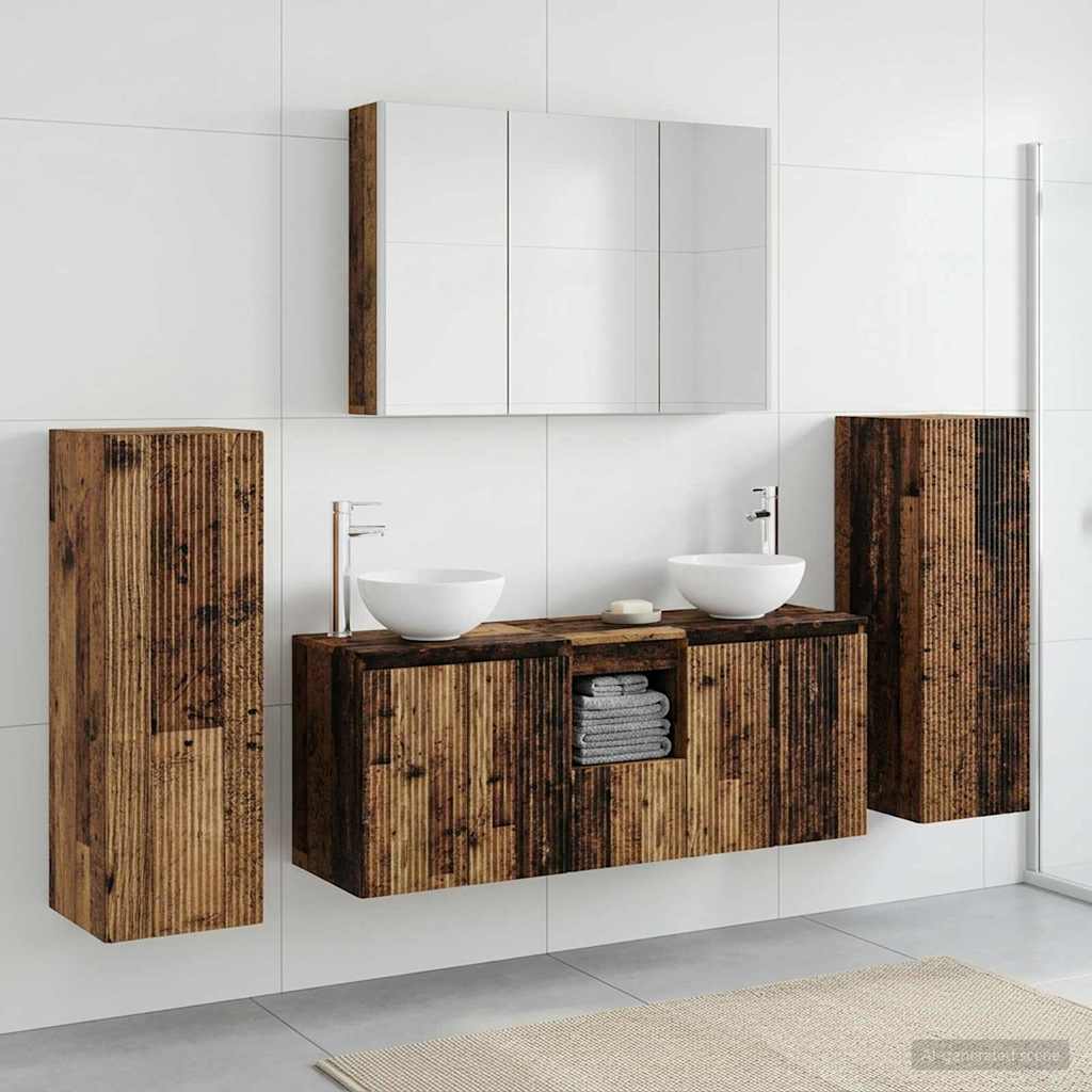 Bathroom Furniture Set 6 Pcs Engineered Wood And Glass