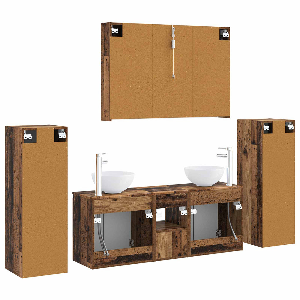 Bathroom Furniture Set 6 Pcs Engineered Wood And Glass