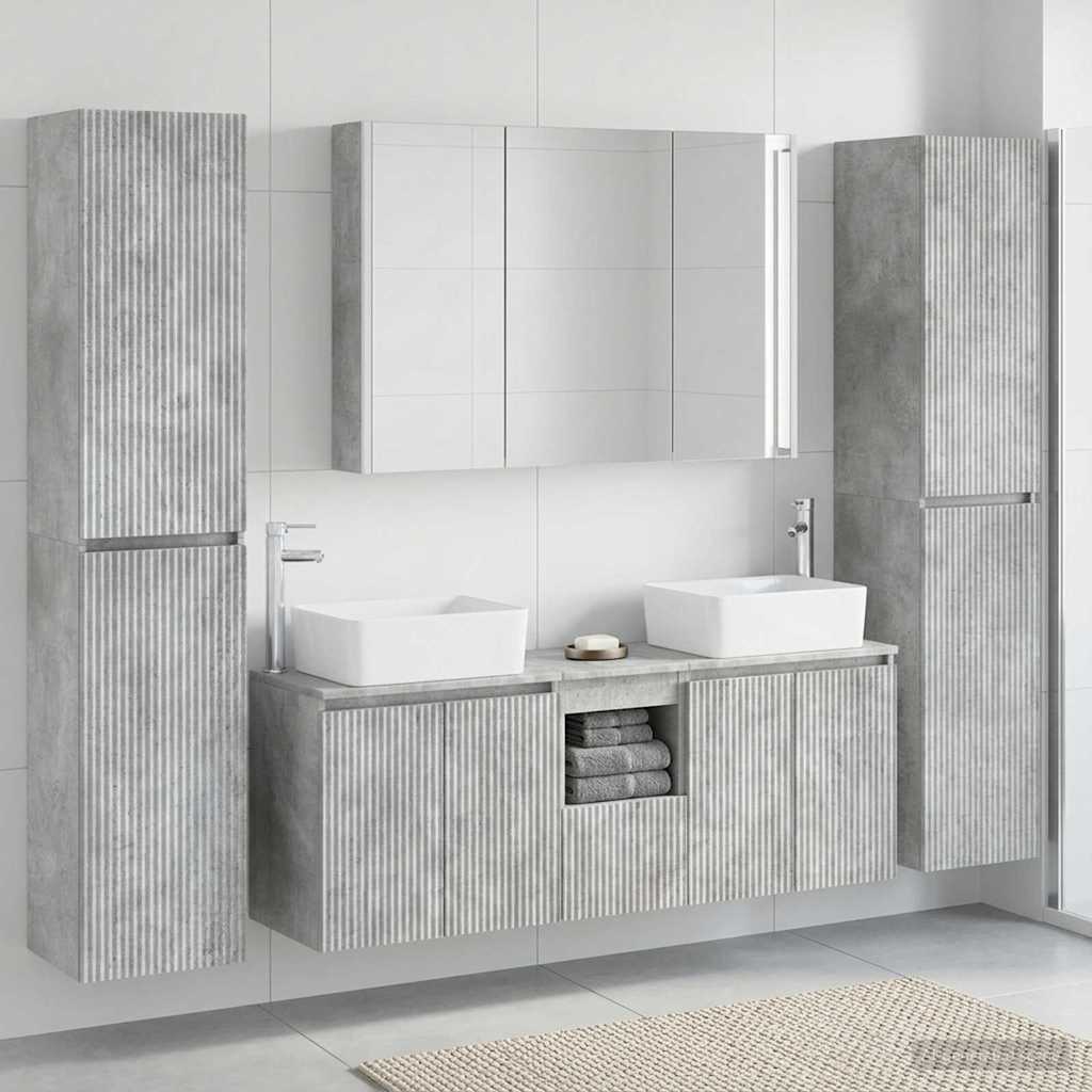 Bathroom Furniture Set 6 Pcs Engineered Wood And Glass