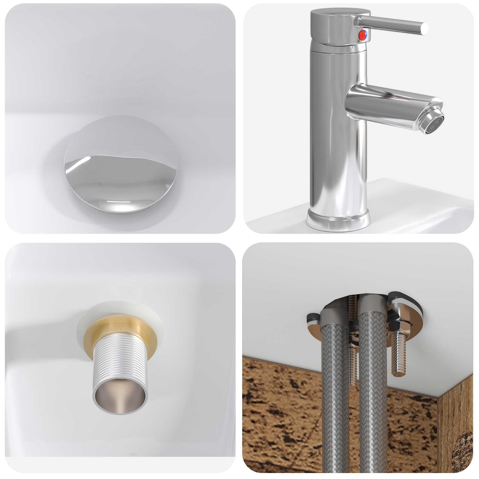 Bathroom Furniture Set 6 Pcs Engineered Wood And Glass