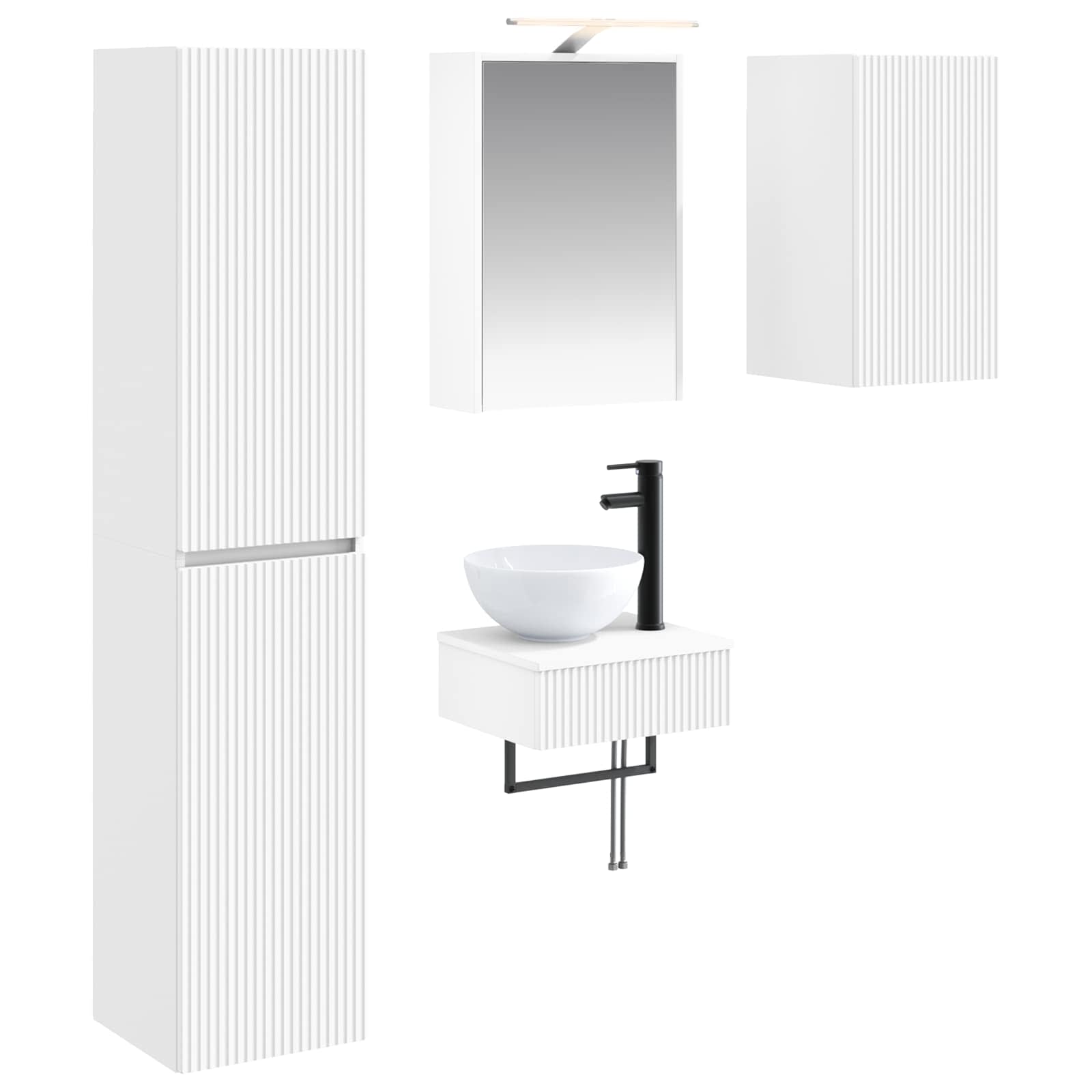 Bathroom Furniture Set 5 Pcs Engineered Wood And Glass