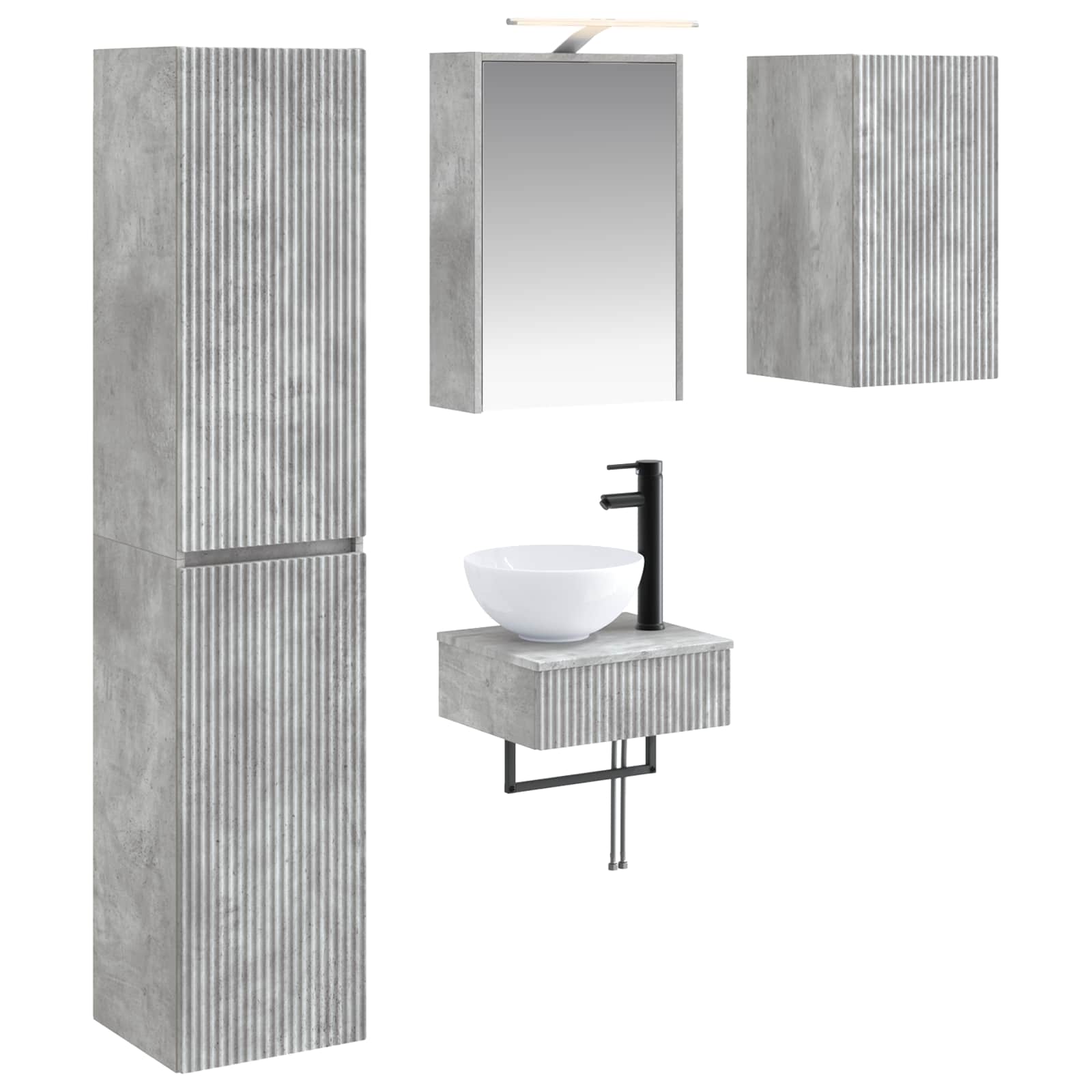 Bathroom Furniture Set 5 Pcs Engineered Wood And Glass