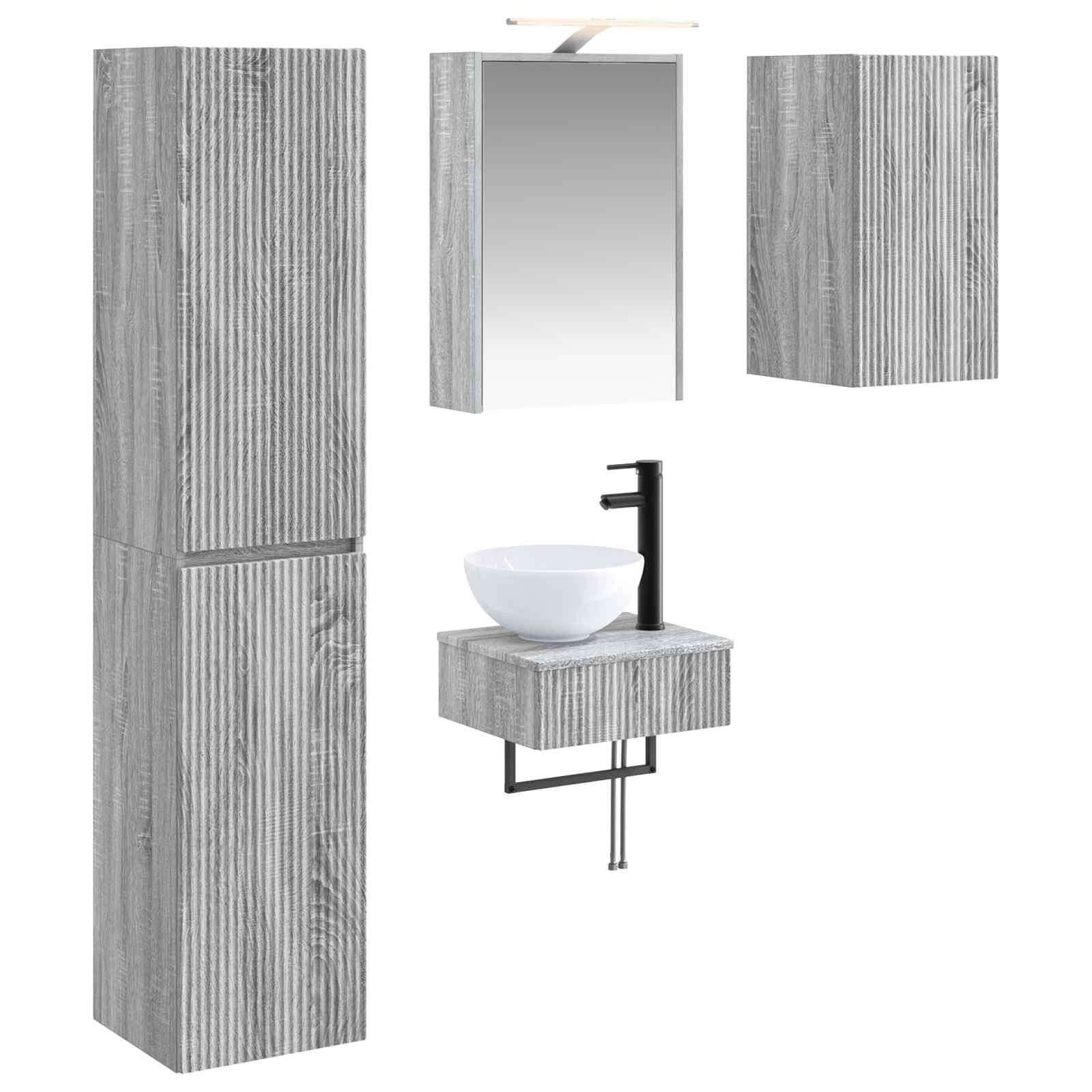 Bathroom Furniture Set 5 Pcs Engineered Wood And Glass