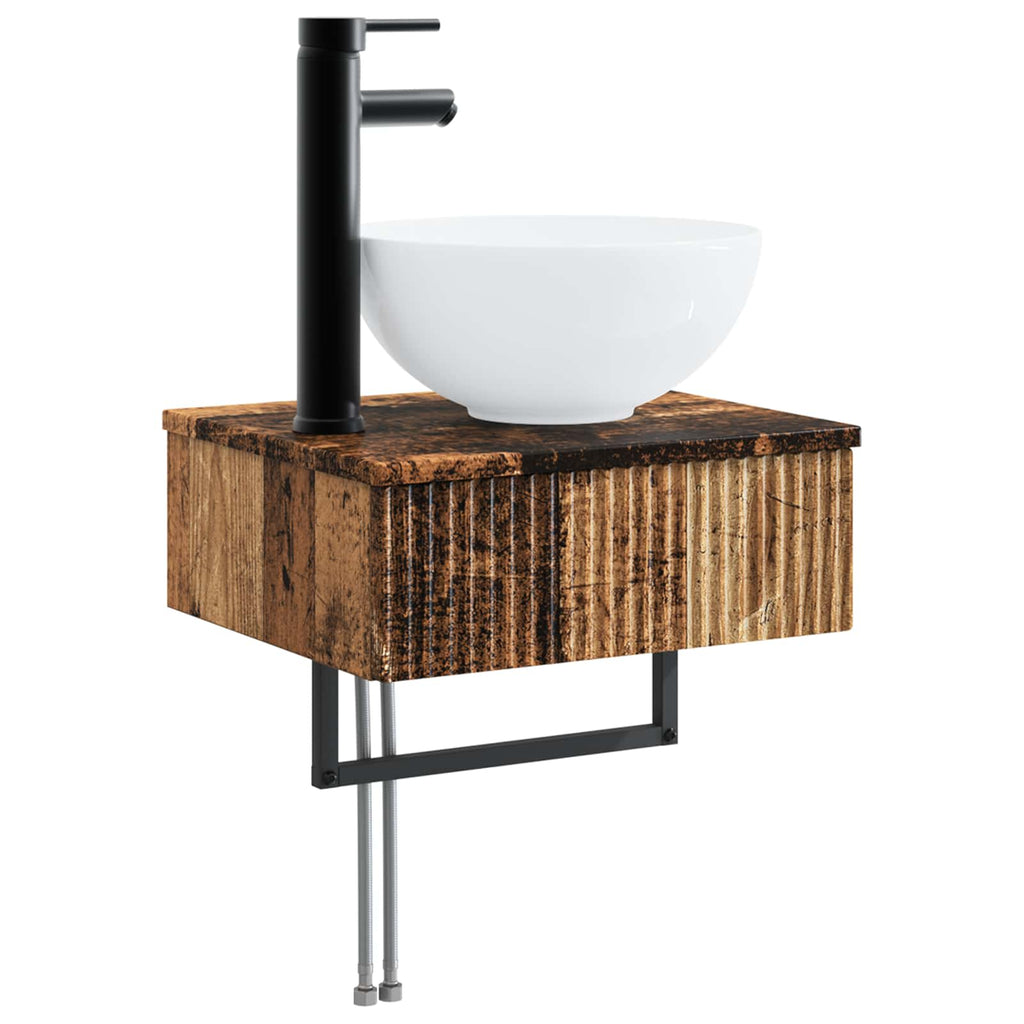 Bathroom Furniture Set 5 Pcs Engineered Wood And Glass