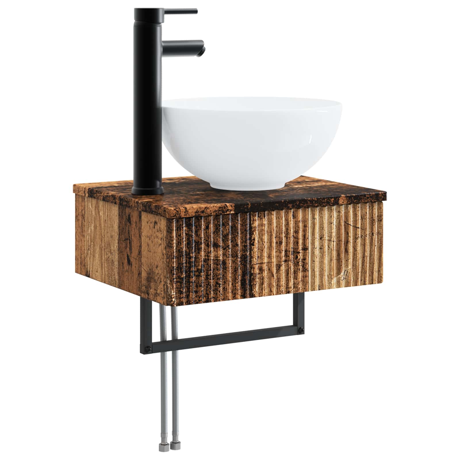 Bathroom Furniture Set 5 Pcs Engineered Wood And Glass