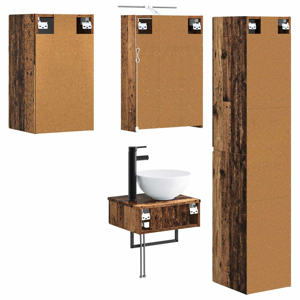 Bathroom Furniture Set 5 Pcs Engineered Wood And Glass
