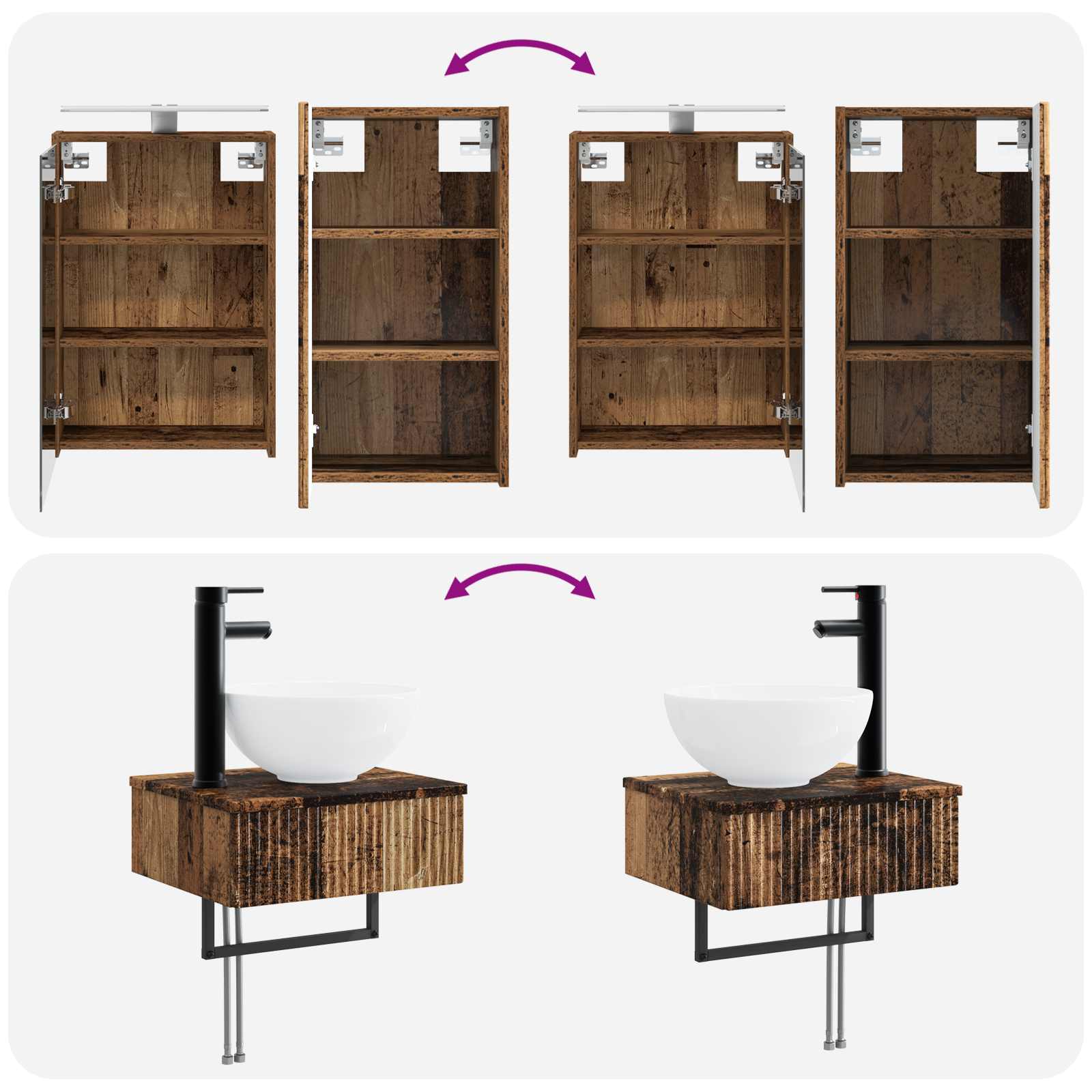 Bathroom Furniture Set 5 Pcs Engineered Wood And Glass