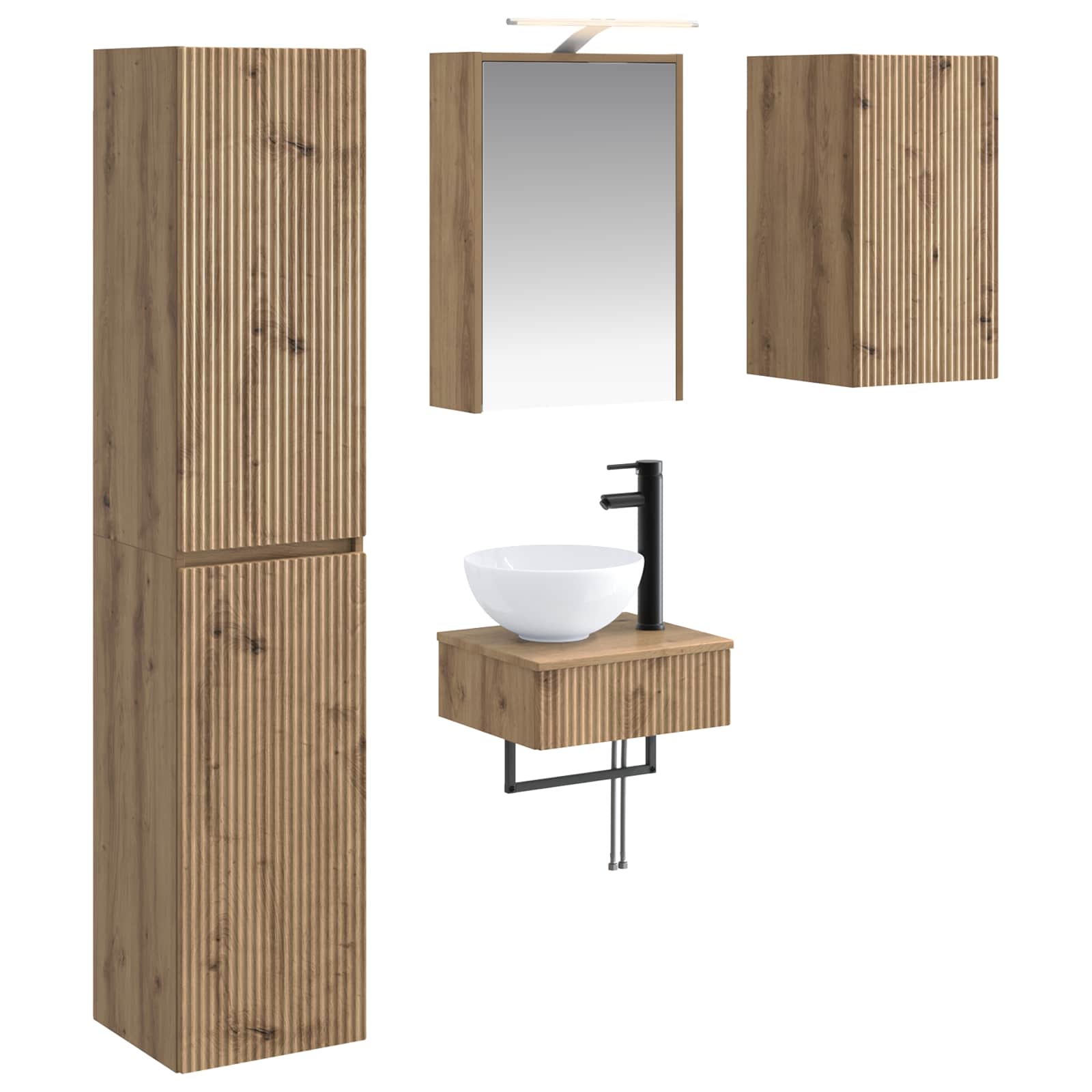 Bathroom Furniture Set 5 Pcs Engineered Wood And Glass
