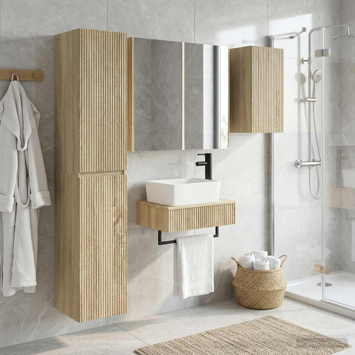 Furniture Set Bathroom 5 Pcs Sonoma Oak White Artisan Oak Smoked Oak Old Wood 33