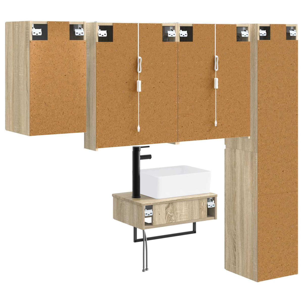 Furniture Set Bathroom 5 Pcs Sonoma Oak White Artisan Oak Smoked Oak Old Wood 33