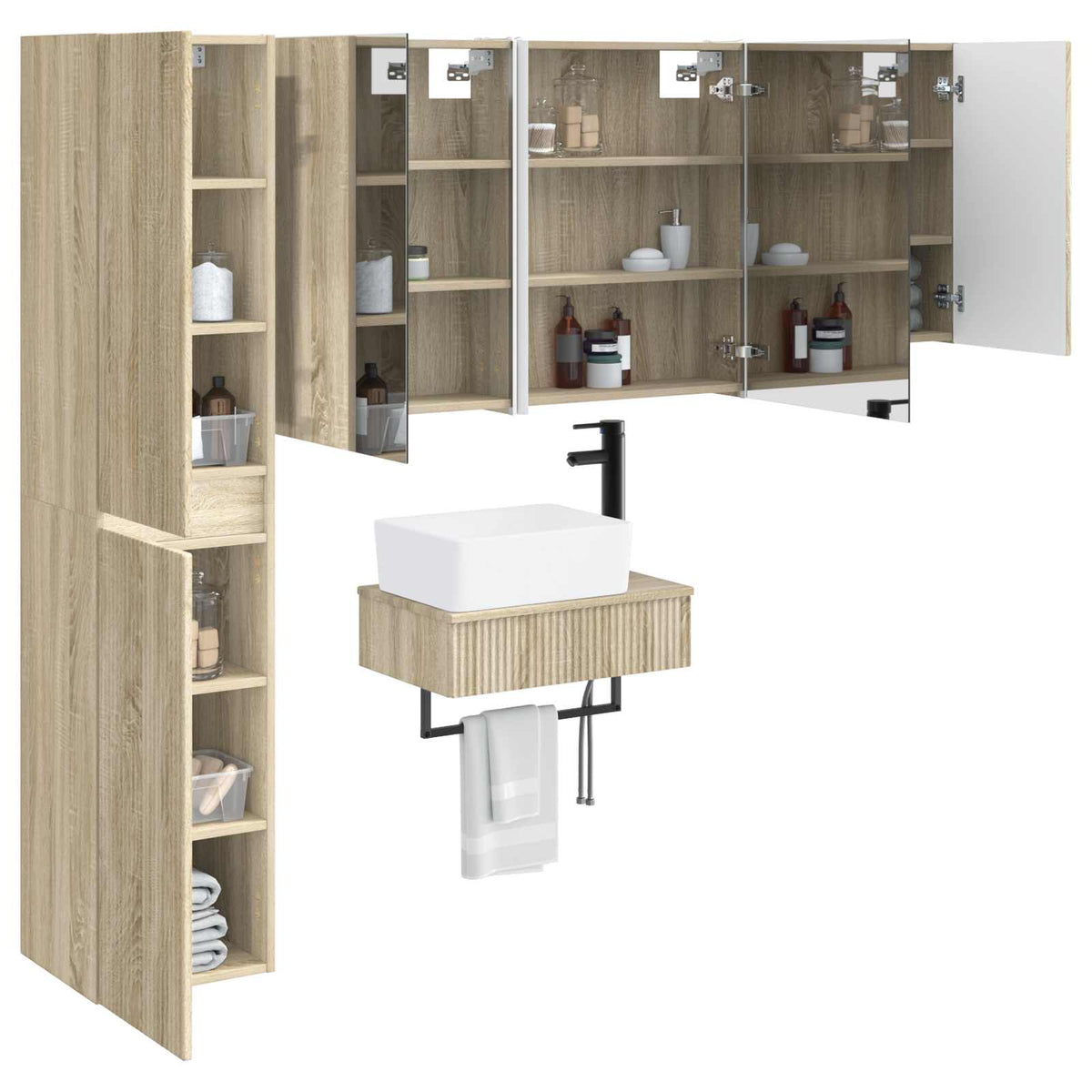 Furniture Set Bathroom 5 Pcs Sonoma Oak White Artisan Oak Smoked Oak Old Wood 33