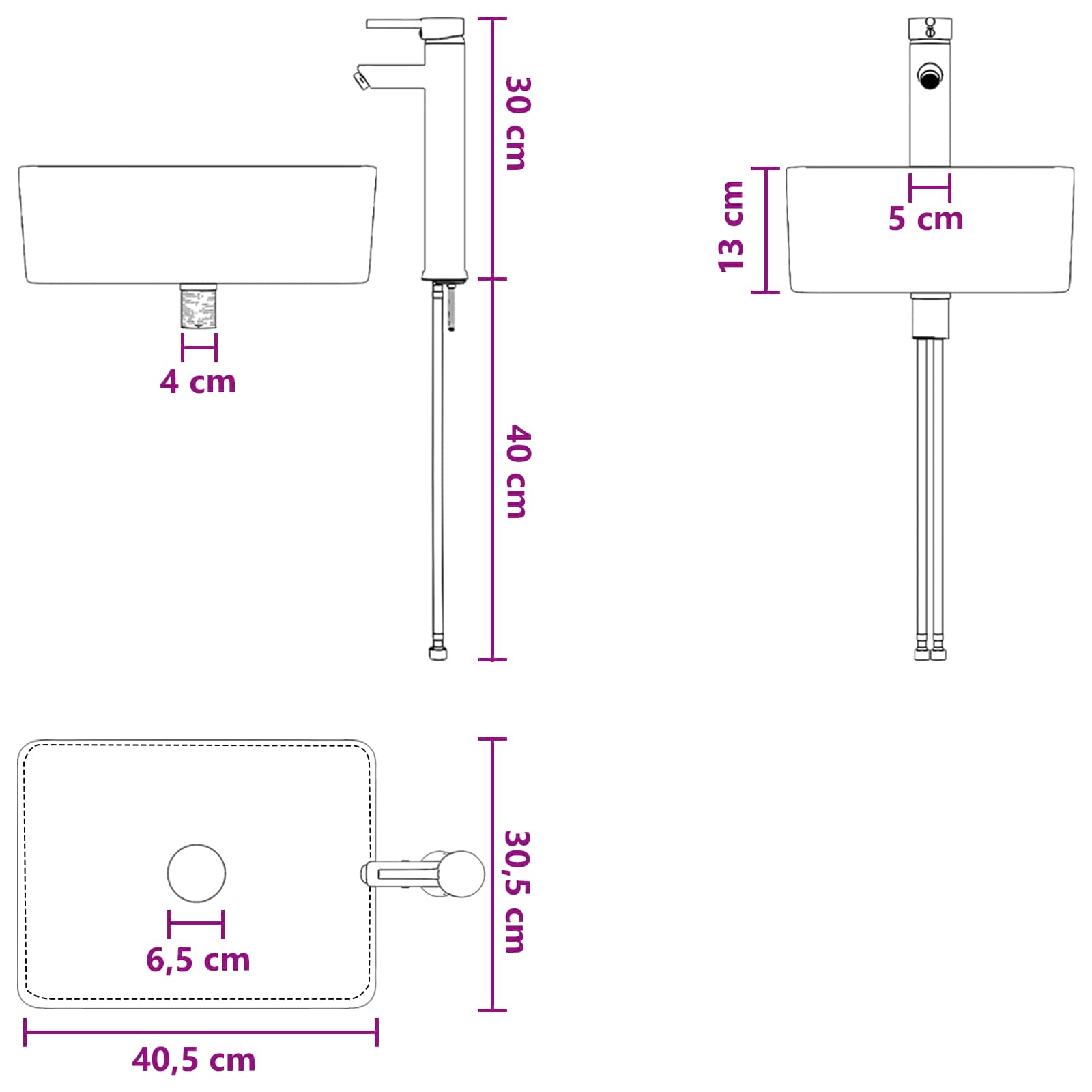 Bathroom Furniture Set 4 Pcs