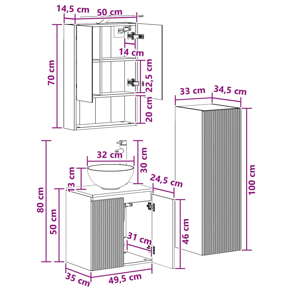 Bathroom Furniture Set 4 Pcs