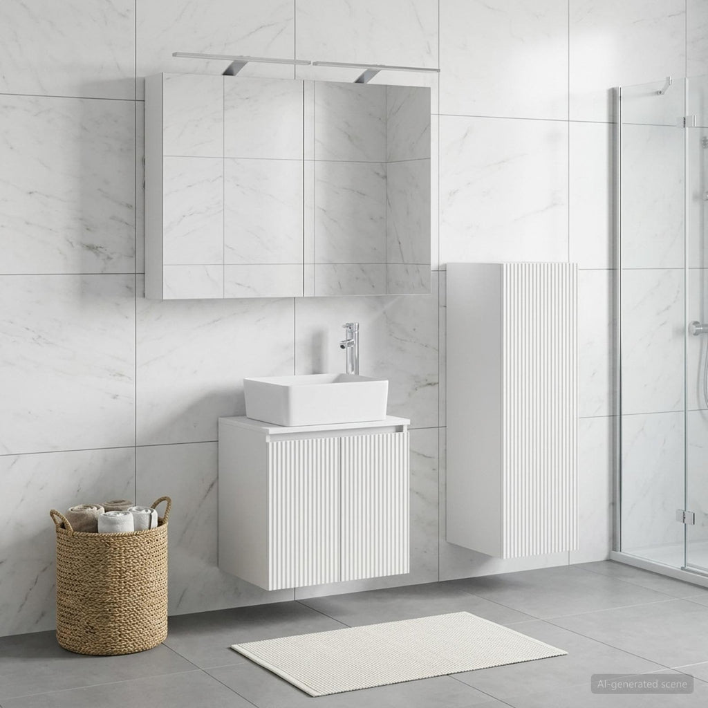 Furniture Set Bathroom 4 Pcs Sonoma Oak White Artisan Oak Concrete Grey LED