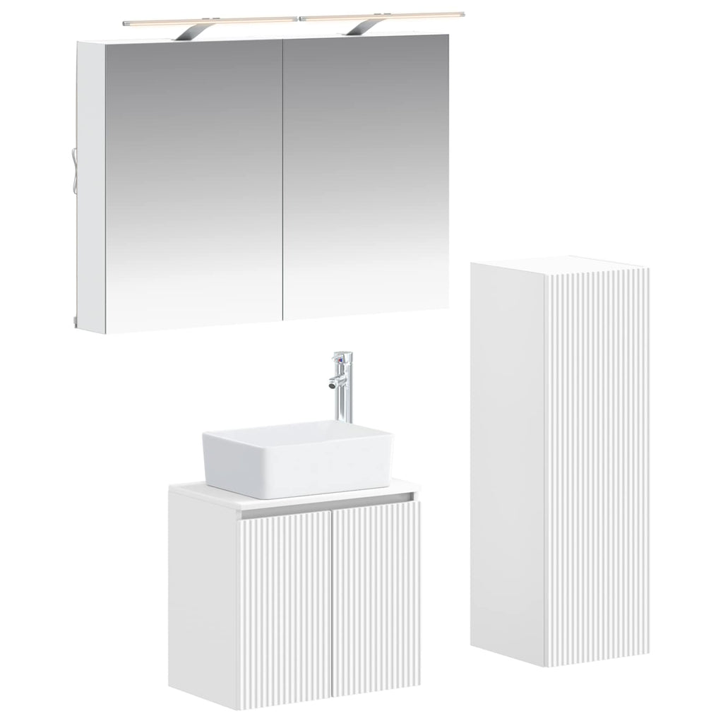 Furniture Set Bathroom 4 Pcs Sonoma Oak White Artisan Oak Concrete Grey LED