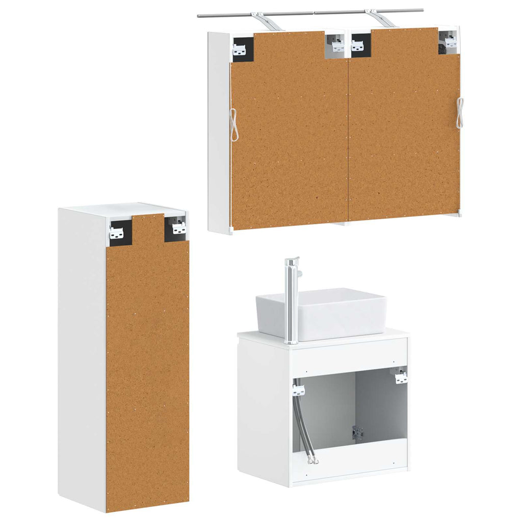 Furniture Set Bathroom 4 Pcs Sonoma Oak White Artisan Oak Concrete Grey LED