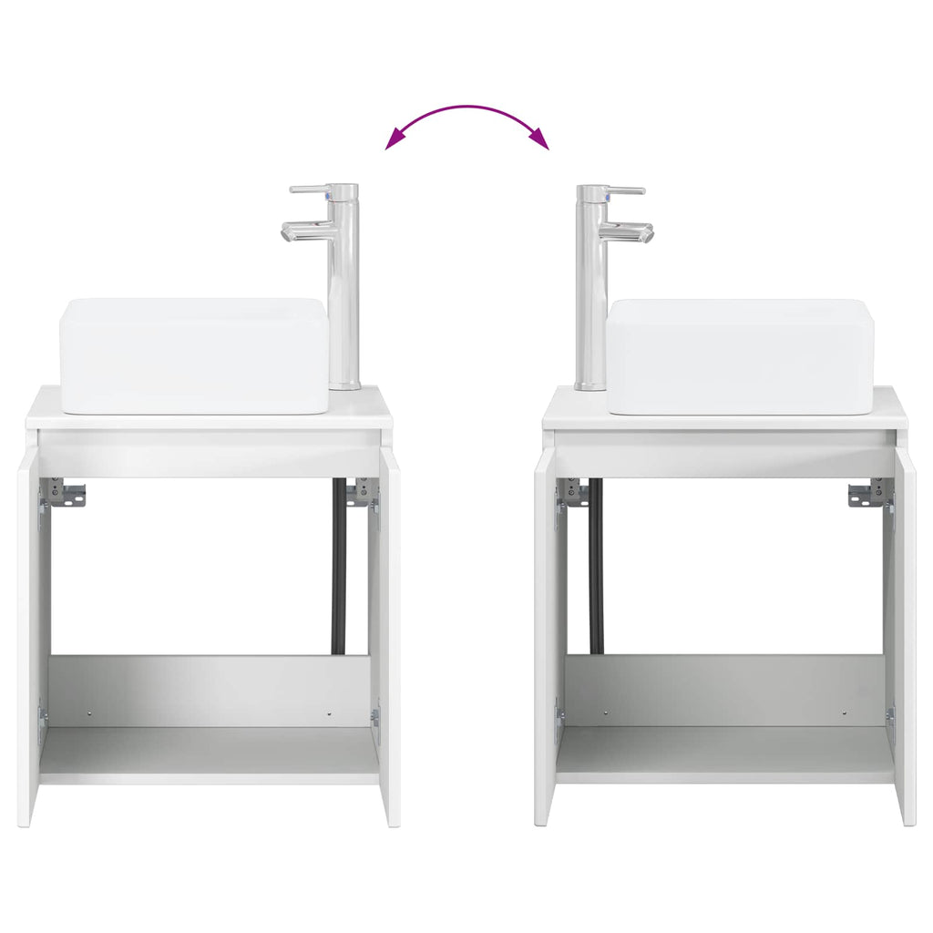Furniture Set Bathroom 4 Pcs Sonoma Oak White Artisan Oak Concrete Grey LED