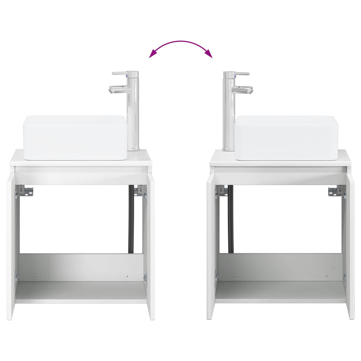 Furniture Set Bathroom 4 Pcs Sonoma Oak White Artisan Oak Concrete Grey LED