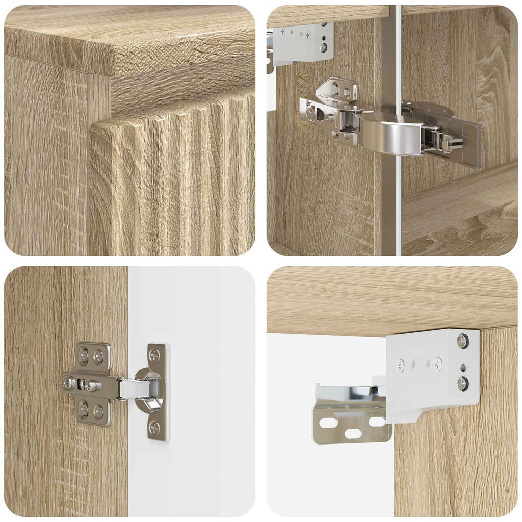 Furniture Set Bathroom 4 Pcs Sonoma Oak White Artisan Oak Concrete Grey LED