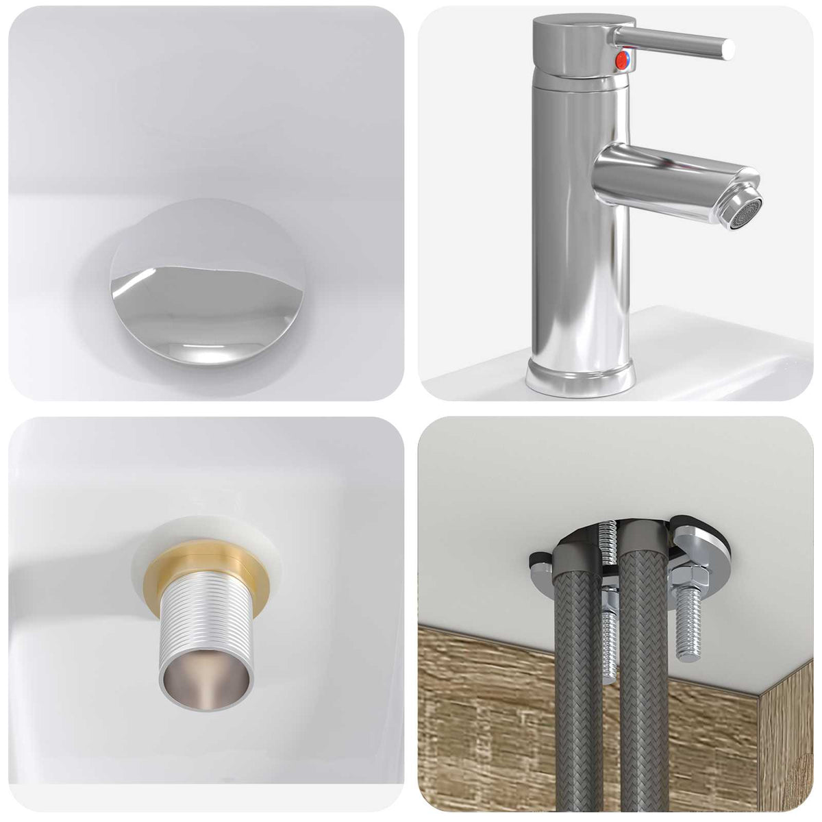 Furniture Set Bathroom 4 Pcs Sonoma Oak White Artisan Oak Concrete Grey LED