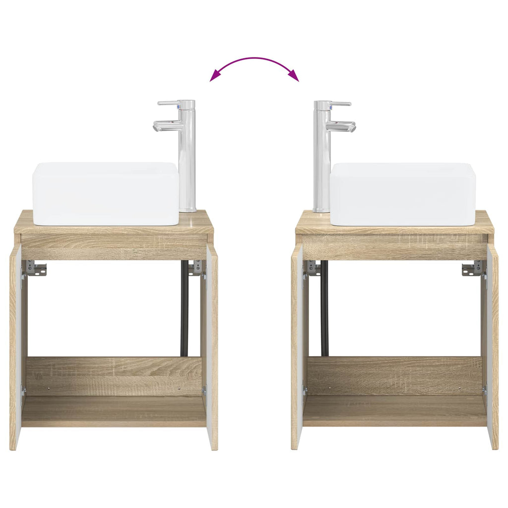 Furniture Set Bathroom 4 Pcs Sonoma Oak White Artisan Oak Concrete Grey LED