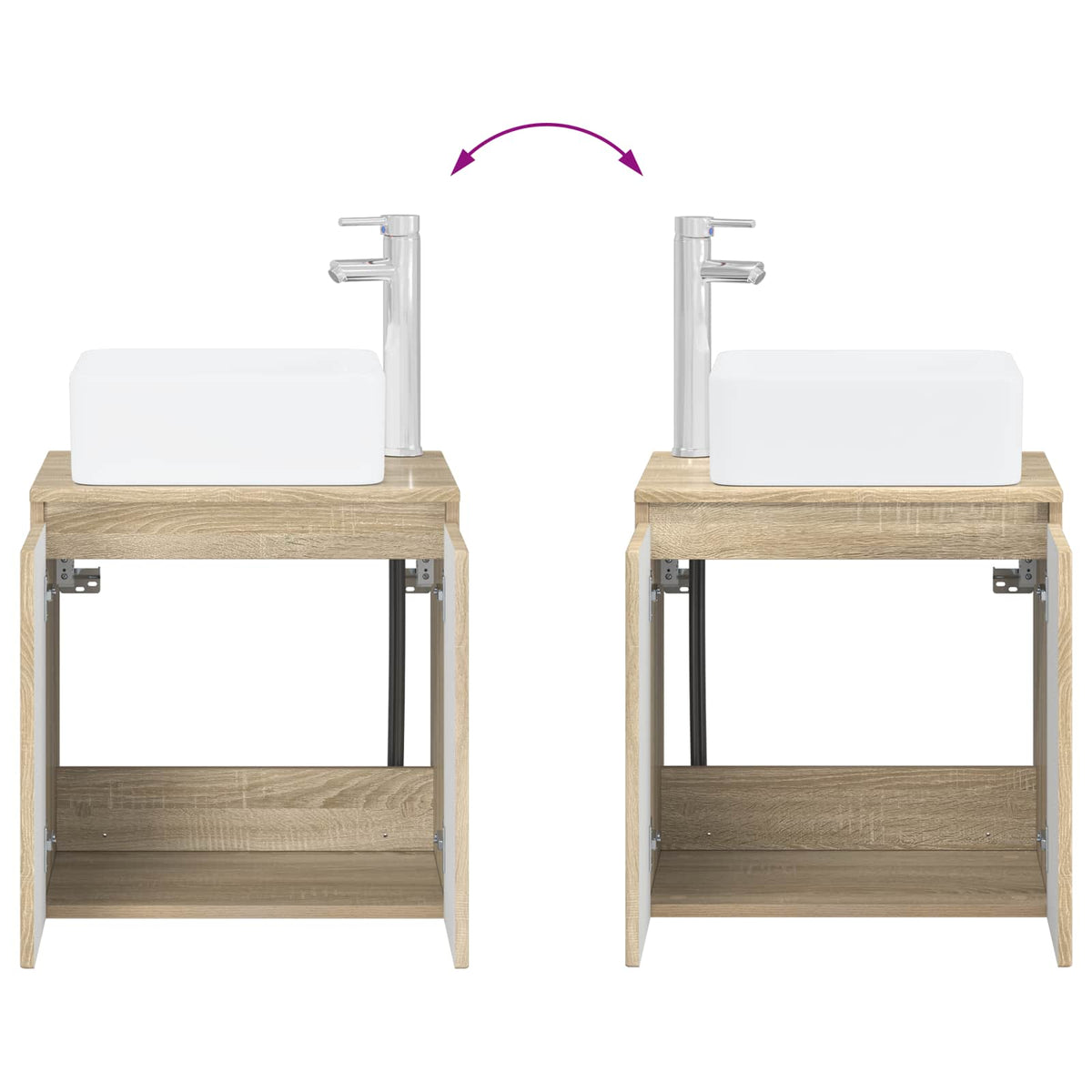 Furniture Set Bathroom 4 Pcs Sonoma Oak White Artisan Oak Concrete Grey LED