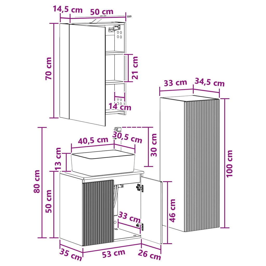 Bathroom Furniture Set 4 Pcs